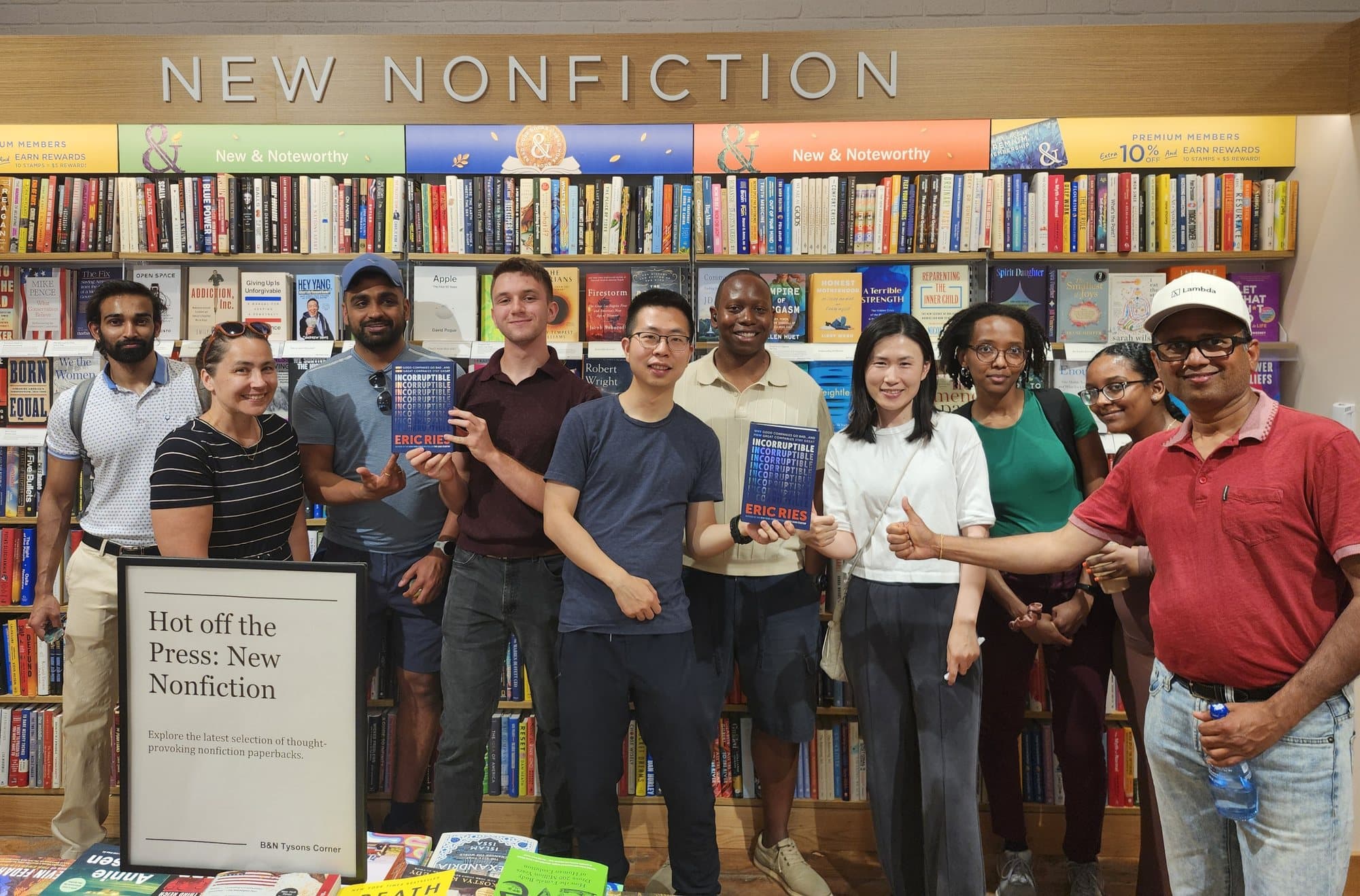 Club members together at a bookstore